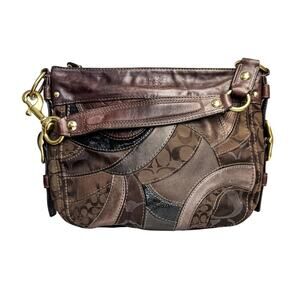 Coach Zoe Mosaic Patchwork Brown Leather Suede Hobo Shoulder Bag 13515 Y2K